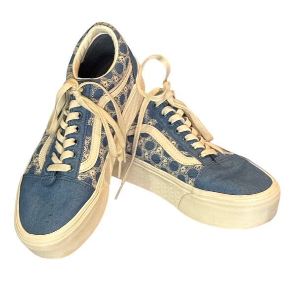 Women's Vans Old Skool Stackform Leopard Blue Sneakers Size 9 - Picture 1 of 10